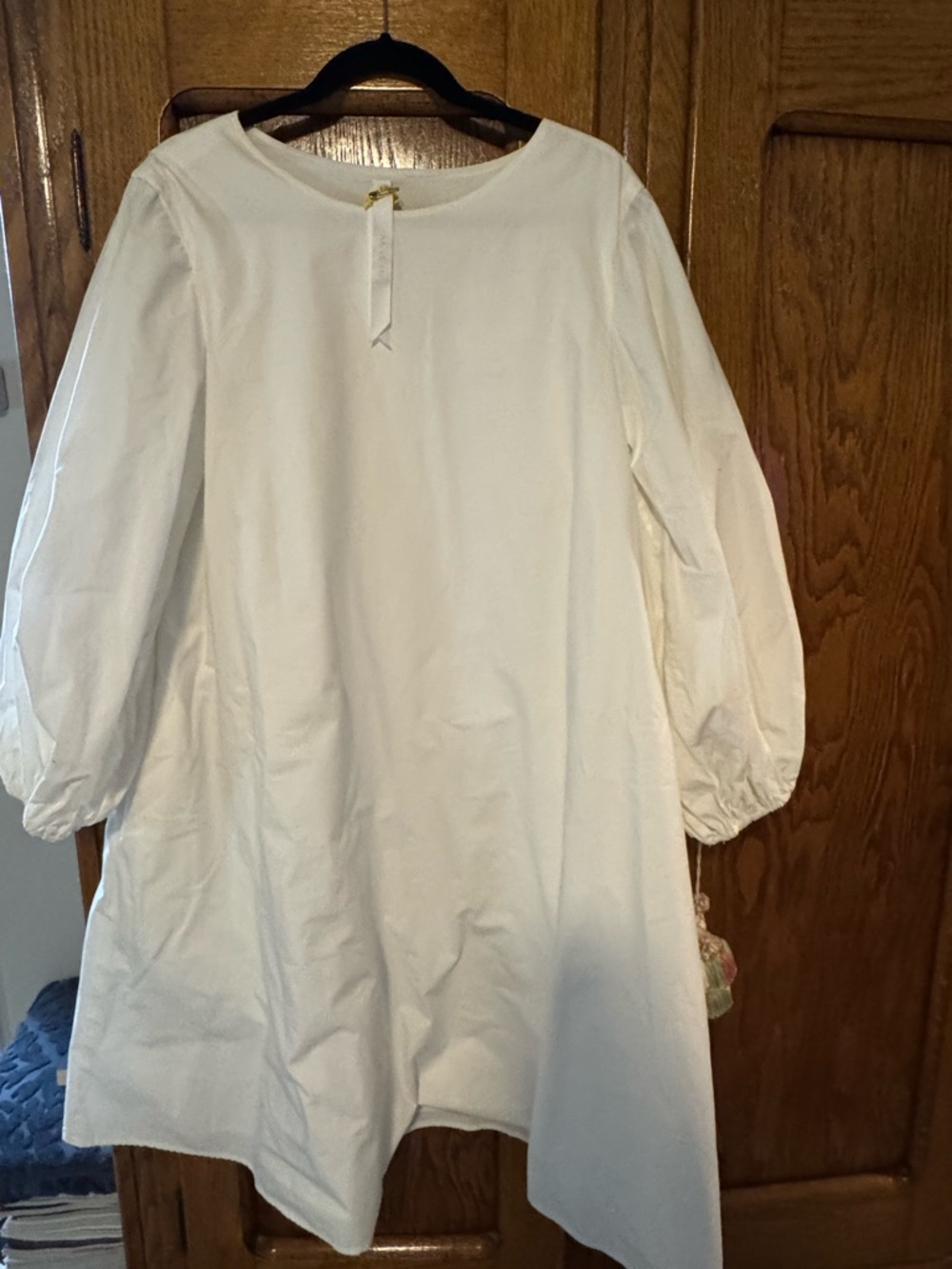 Merlette White Cotton Midi A line Dress L